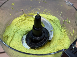 Avocado and edamame spread blended in food processor